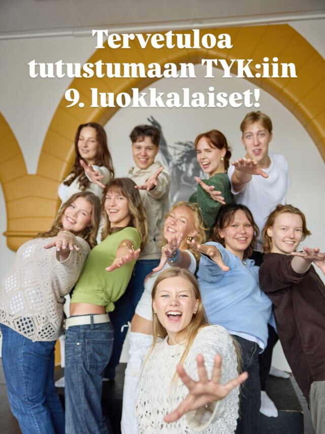 Tervetuloa tutustumaan TYK:iin! 🎭✨ Kovaa vauhtia täyttyvät 9. luokkalaisille suunnatut tutustumispäivät starttaavat tällä viikolla.

Nähdään TYK:issä! ✨

Tutustumispäivät 2025:
- Ke 5.11. TÄYNNÄ
- To 6.11. TÄYNNÄ
- Ti 11.11. TÄYNNÄ
- Ti 25.11. TÄYNNÄ
- Pe 28.11. 
- Ti 2.12.
- Ti 9.12.

Tutustumispäivät 2026:
(Ilmoittautuminen 24.11. alkaen)
- Ti 13.1.
- Pe 16.1.
- Ti 3.2.
- To 12.2.

📩 Ilmoittautuminen tapahtuu oman opinto-ohjaajan kautta.

#tyktre #lukio