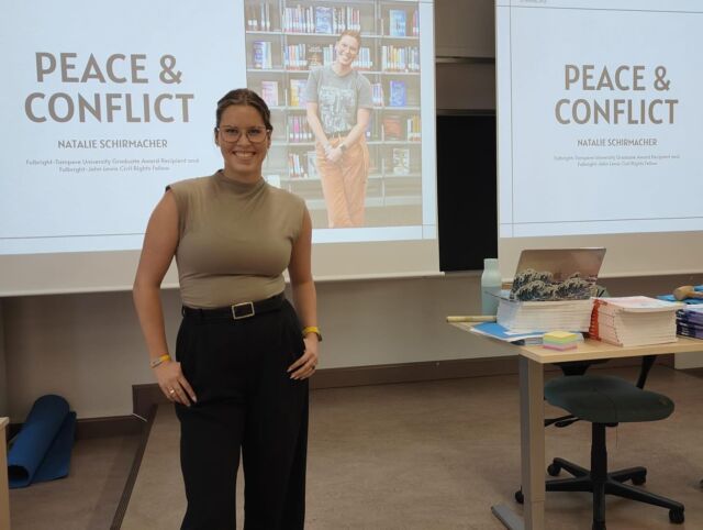 It was a great honour to have Natalie Schirmacher, Fulbright Graduate Awardee in Peace, Mediation and Conflict Research, to tell us about her research and career. Engaging, insightful and inspiring! Thank you, Natalie! #fulbright #tampereenyliopisto #tyktre