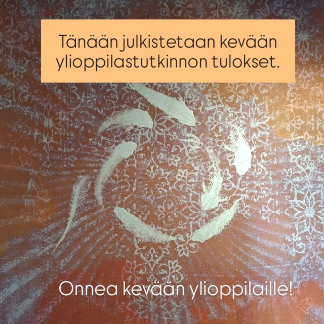 Tänään julkistetaan kevään ylioppilastutkinnon tulokset.

Onnea kevään ylioppilaille!

#TYKTre