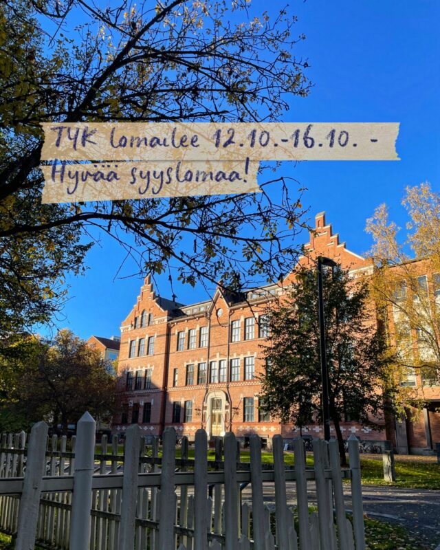 Rentouttavaa syyslomaa koko TYKin väelle! Ma 19.10. koulun ovet taas aukeavat. #tyktre